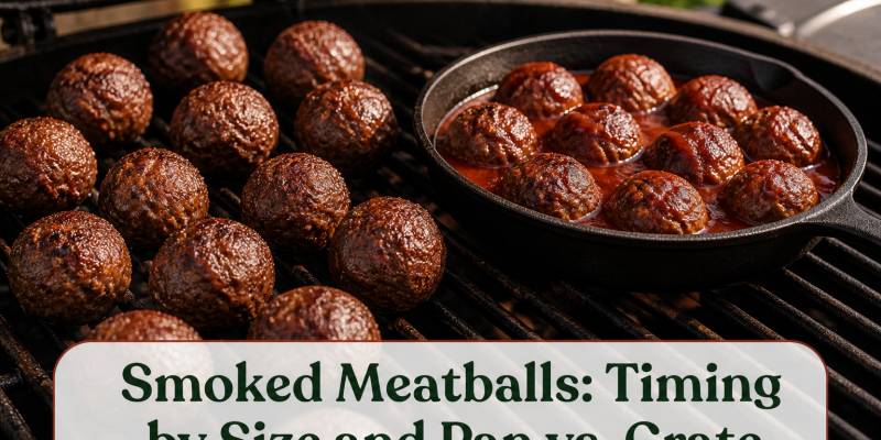 Smoked Meatballs: Timing by Size and Pan vs. Grate
